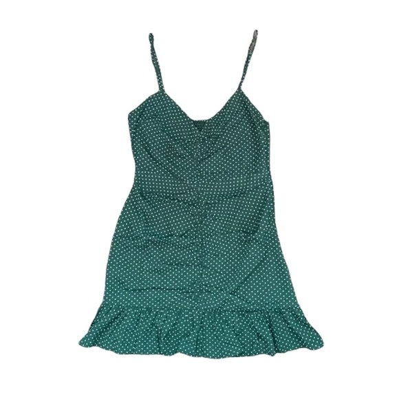 Urban Outfitters New With Tags Green Polka Dot Cinched Mini Dress Size Medium - Picture 5 of 12
